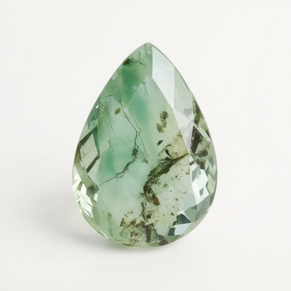 Moss Agate 1PC Chunky 13x18 MM Pear Faceted Green Splendid Semi Precious Gems