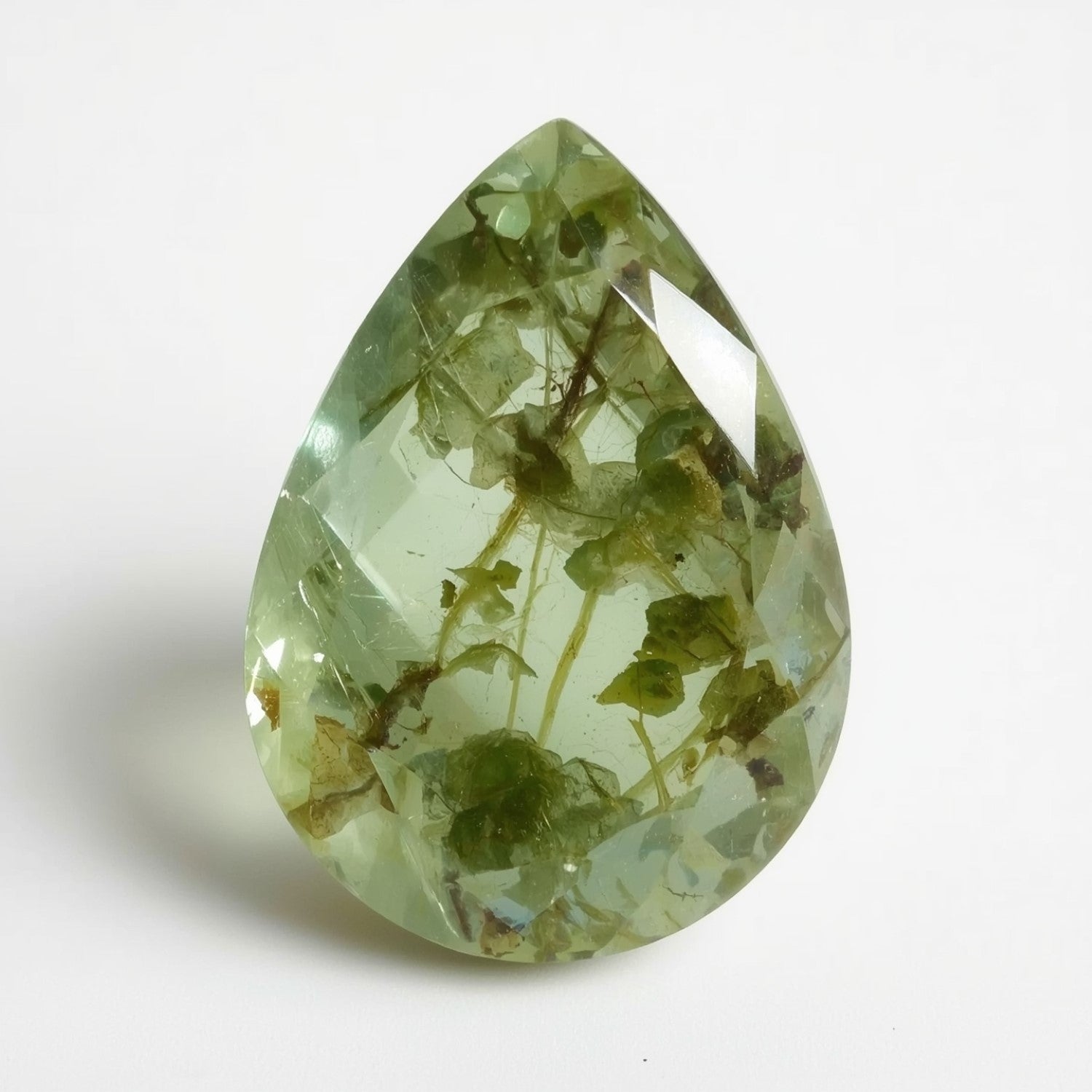 Moss Agate 1PC Chunky 15x20 MM Pear Faceted Green Luster Semi Precious Loose Gems