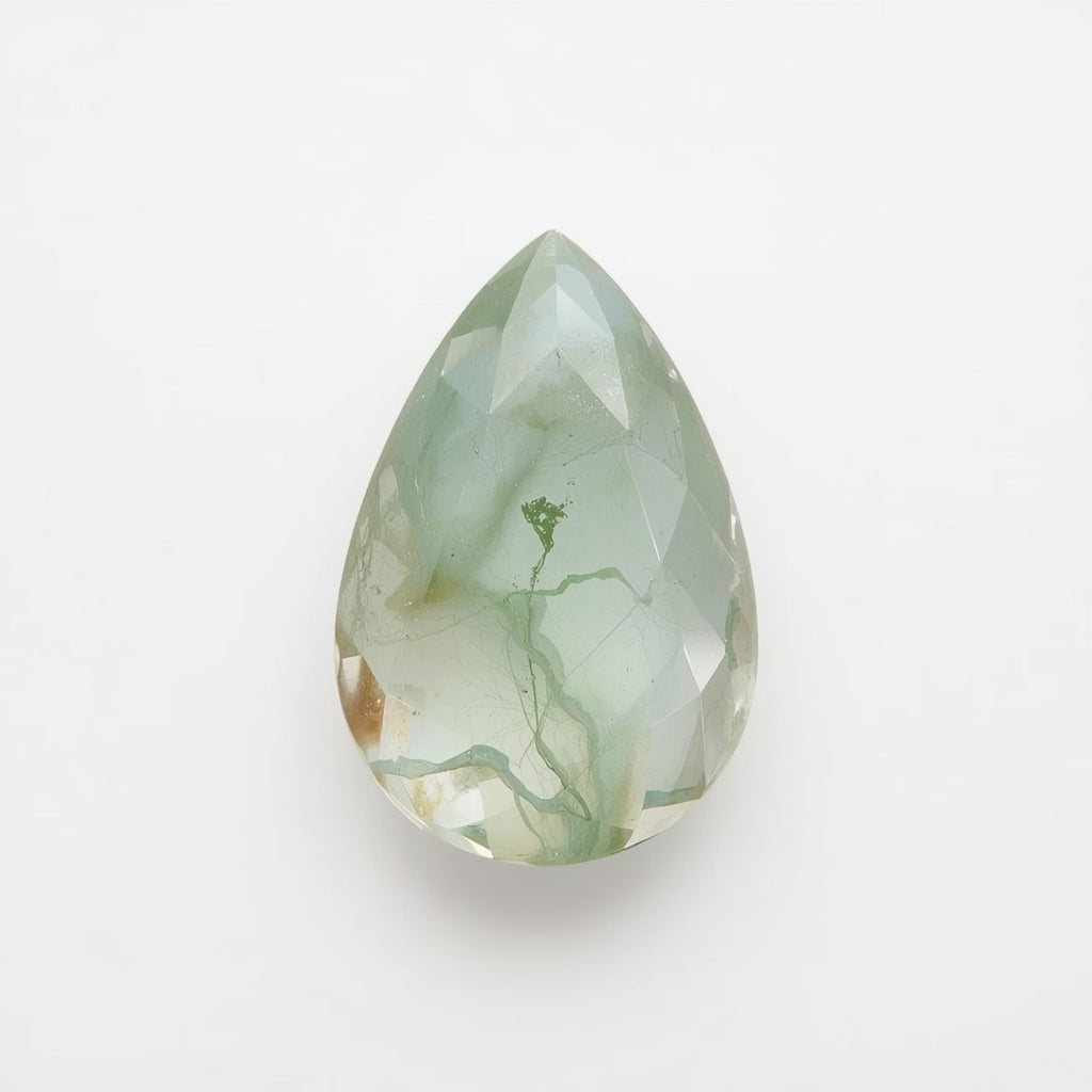 Moss Agate 1PC Medium 8x10 MM Pear Faceted Green Superior Semi Precious Loose Gemstone