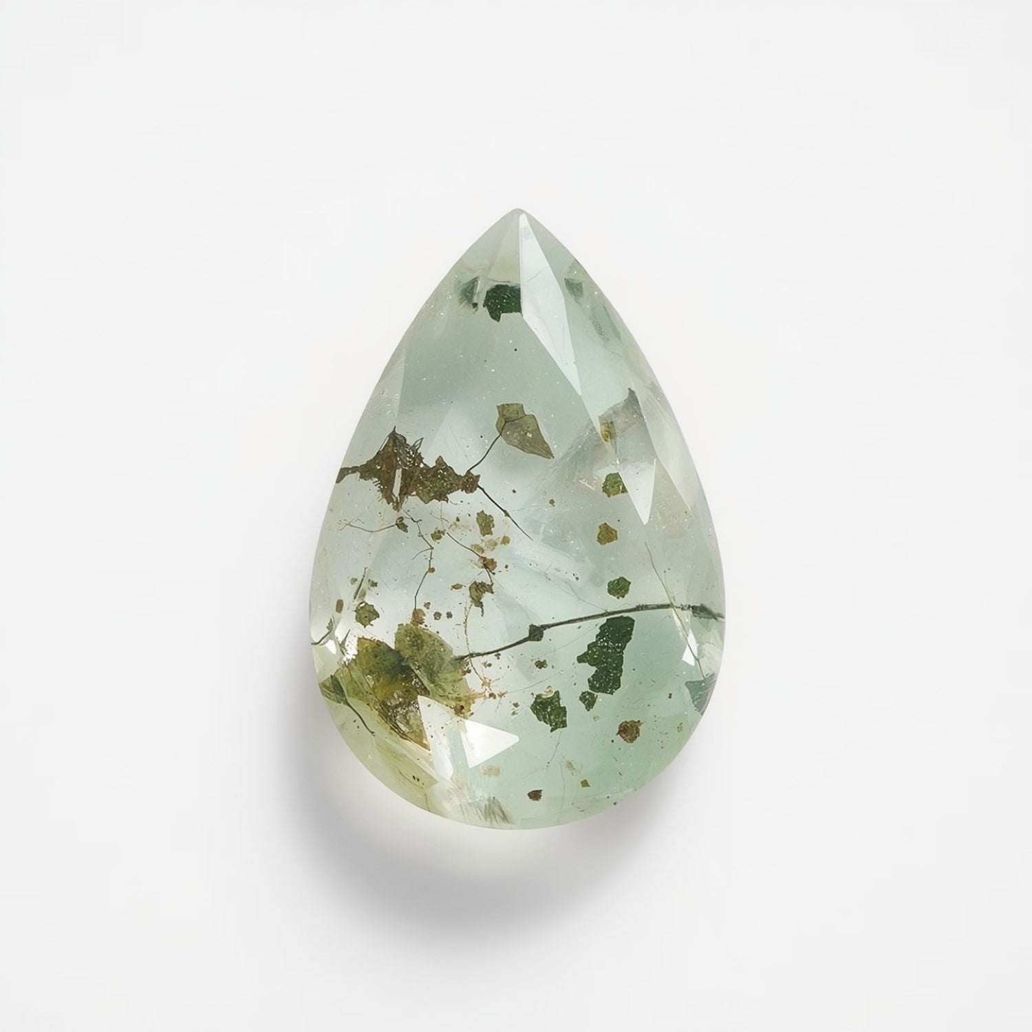 Moss Agate 1PC Large 8x12 MM Pear Faceted Green Fiery Semi Precious Gems