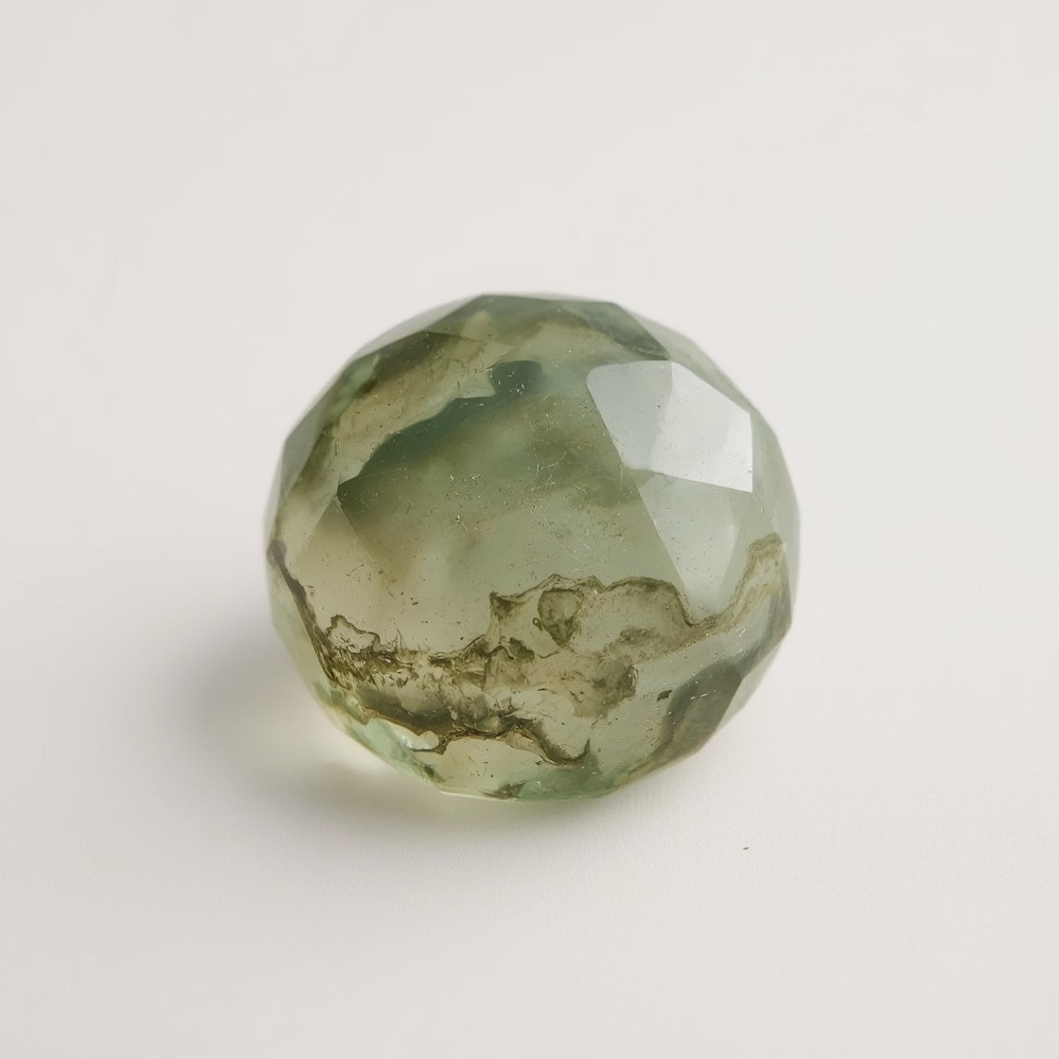 Moss Agate 1PC Large 12x12 MM Round Faceted Green High-Quality Semi Precious Loose Gemstones Hoofdafbeelding