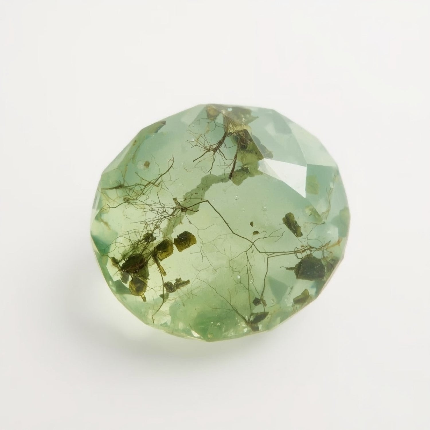 Moosachat, 1 Stück, groß, 12 x 12 mm, rund, facettiert, grün, hochwertige, lose Halbedelsteine