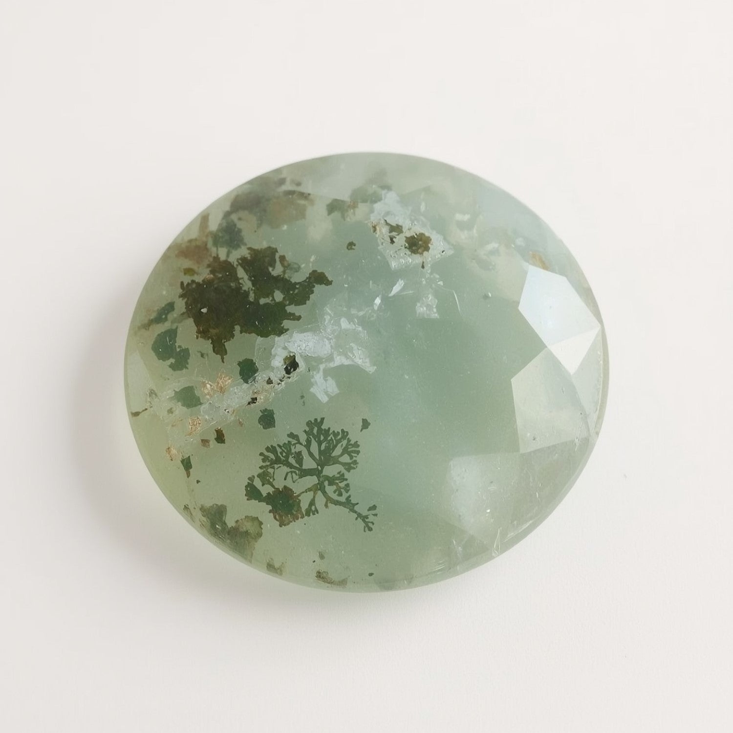 Moss Agate 1PC Chunky 13x13 MM Round Faceted Green Natural Semi Precious Gems