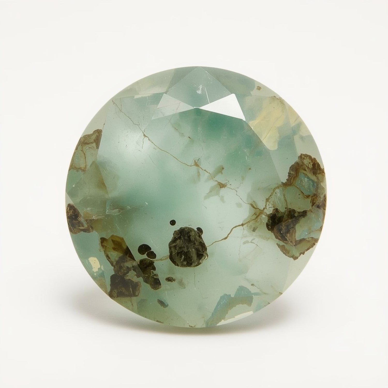 Moss Agate 1PC Chunky 16x16 MM Round Faceted Green Pure Semi Precious Loose Gemstones Hoofdafbeelding