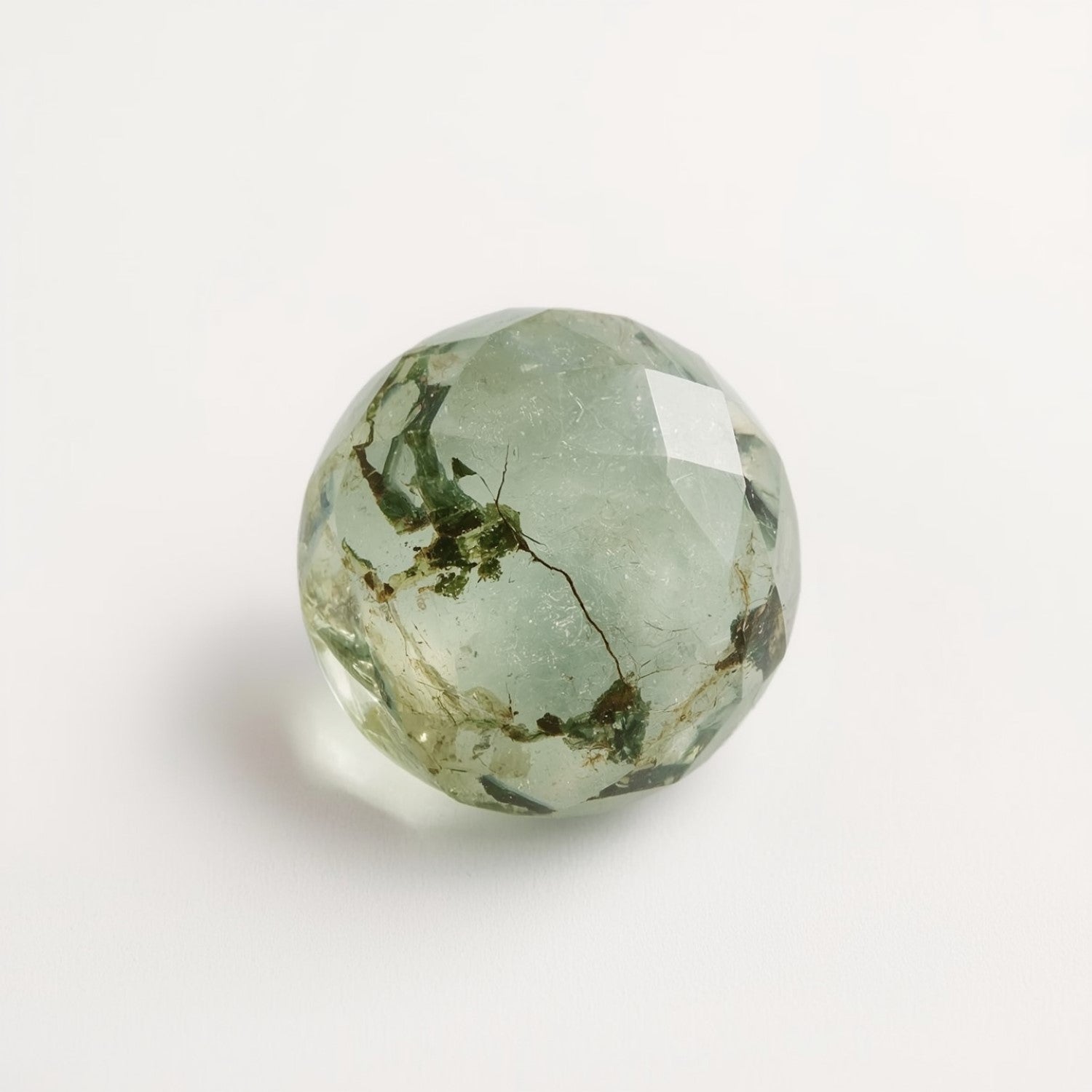 Moss Agate 1PC Chunky 16x16 MM Round Faceted Green Pure Semi Precious Loose Gemstones Secundaire afbeelding