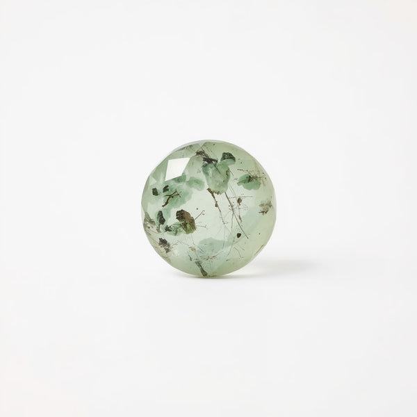 Moss Agate 1PC Tiny 5x5 MM Round Faceted Green Sparkling Semi Precious Gems