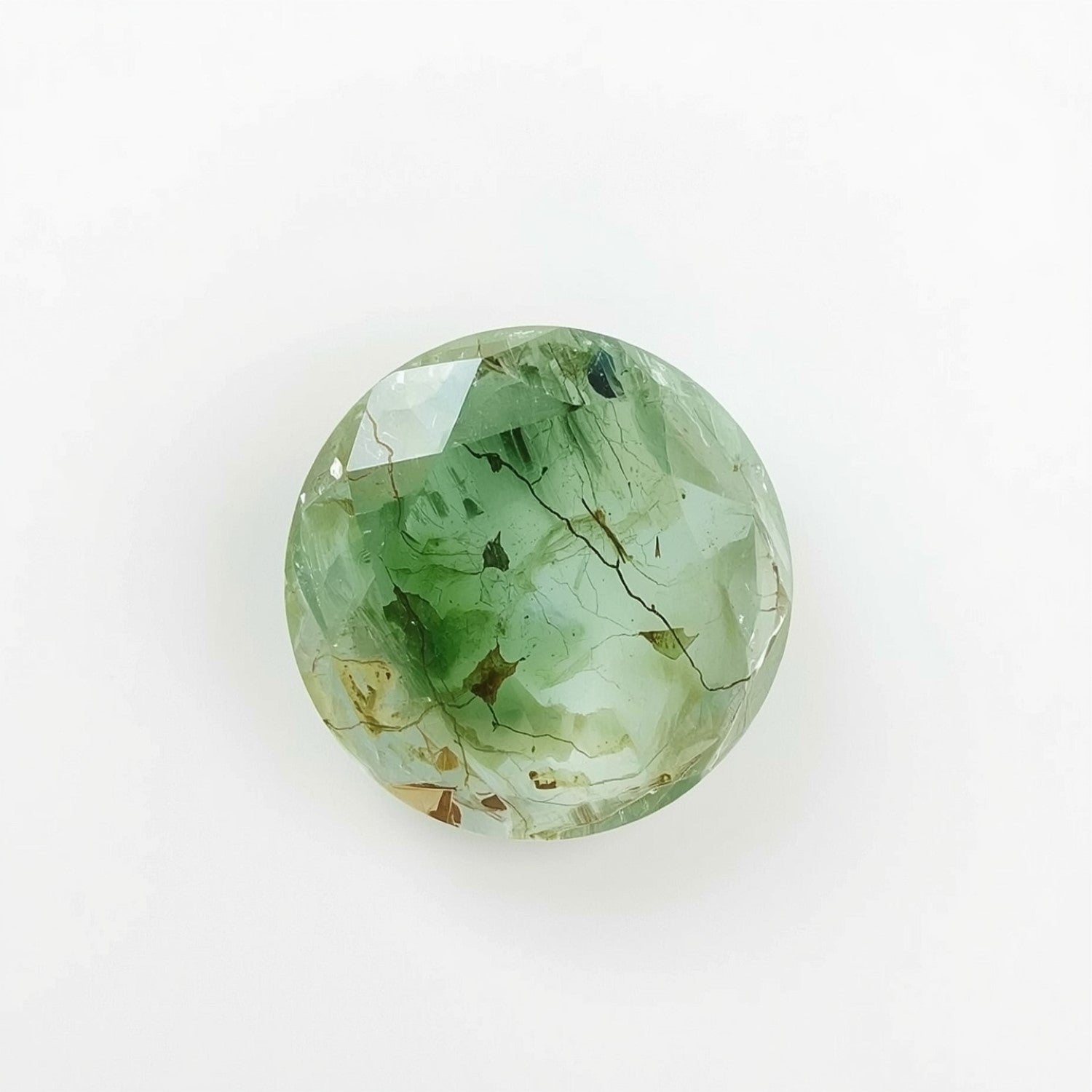 Moss Agate 1PC Small 8x8 MM Round Faceted Green Luster Semi Precious Loose Gemstones