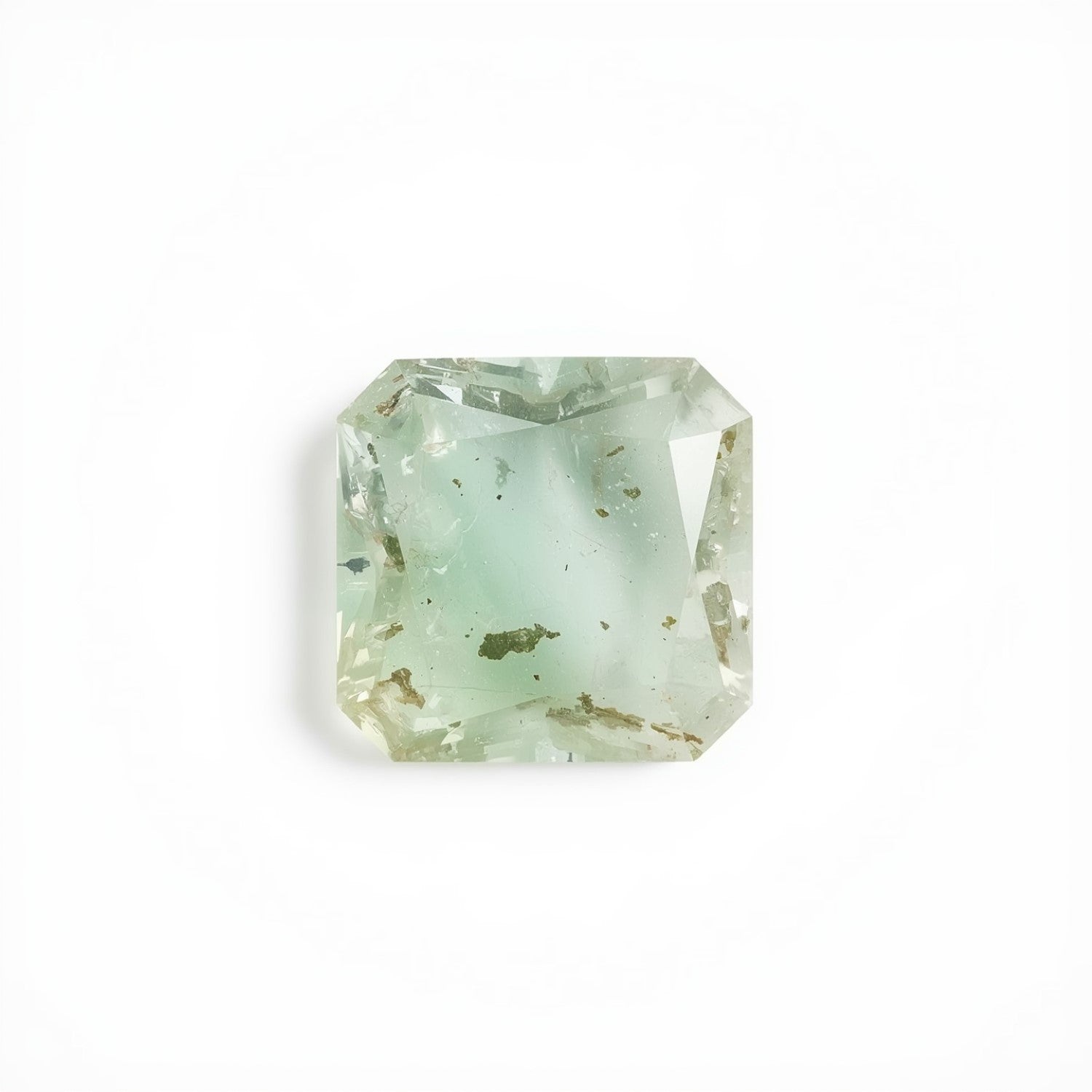 Moosachat, 1 Stück, groß, 10 x 10 mm, quadratisch, facettiert, grüner Glanz, Halbedelsteine, lose Edelsteine Hauptbild