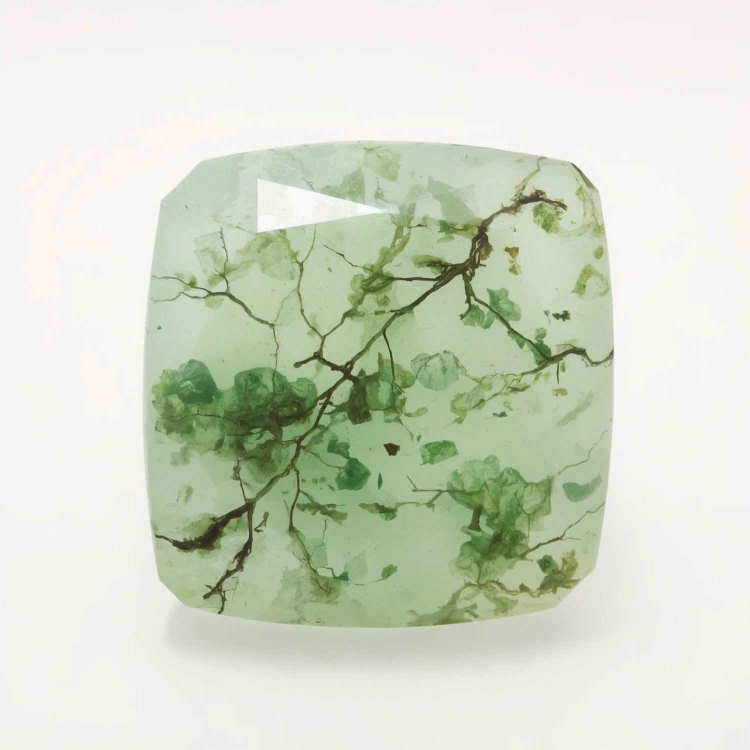 Moss Agate 1PC Chunky 14x14 MM Square Faceted Green Genuine Semi Precious Loose Gems Hoofdafbeelding