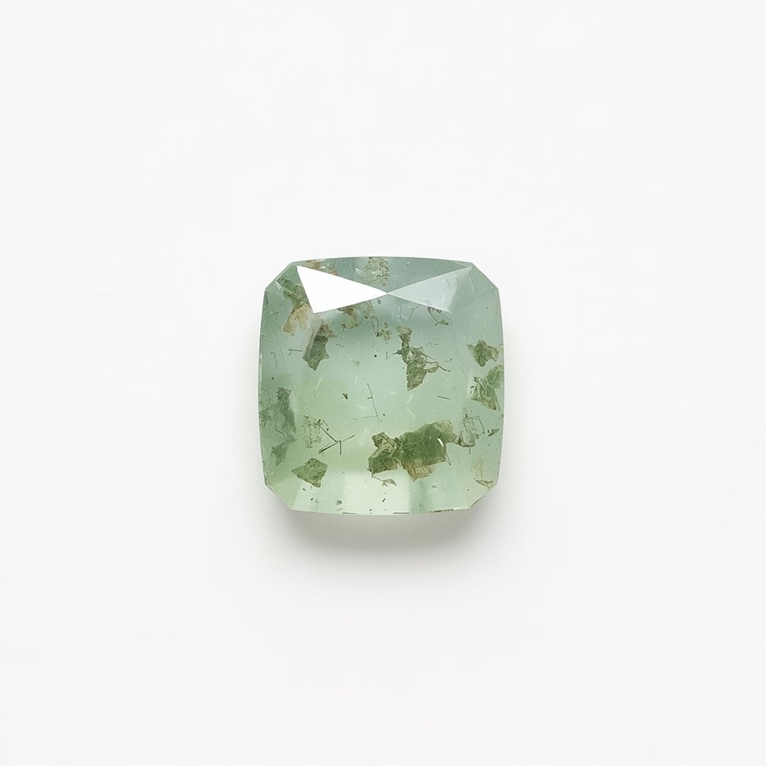 Moss Agate 1PC Tiny 6x6 MM Square Faceted Green Polished Semi Precious Loose Gems