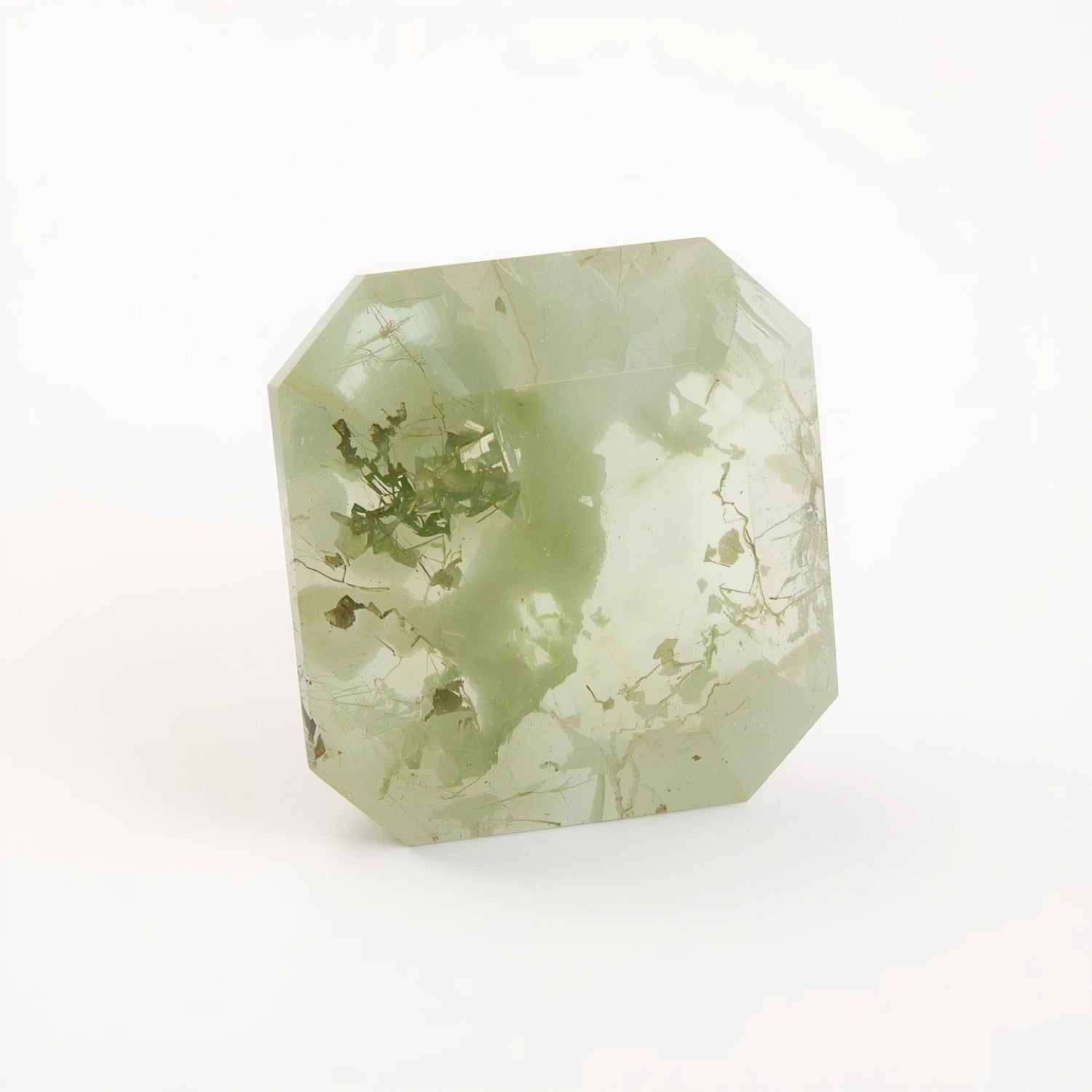 Moss Agate 1PC Small 7x7 MM Square Faceted Green Splendid Semi Precious Loose Gemstone