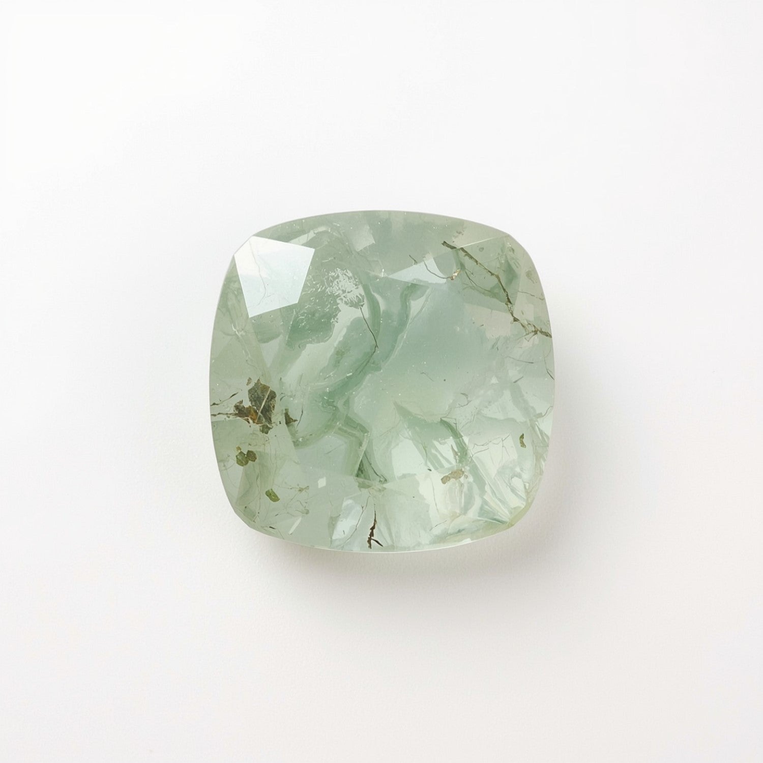 Moss Agate 1PC Medium 9x9 MM Square Faceted Green Lustrous Semi Precious Gems Secondary image