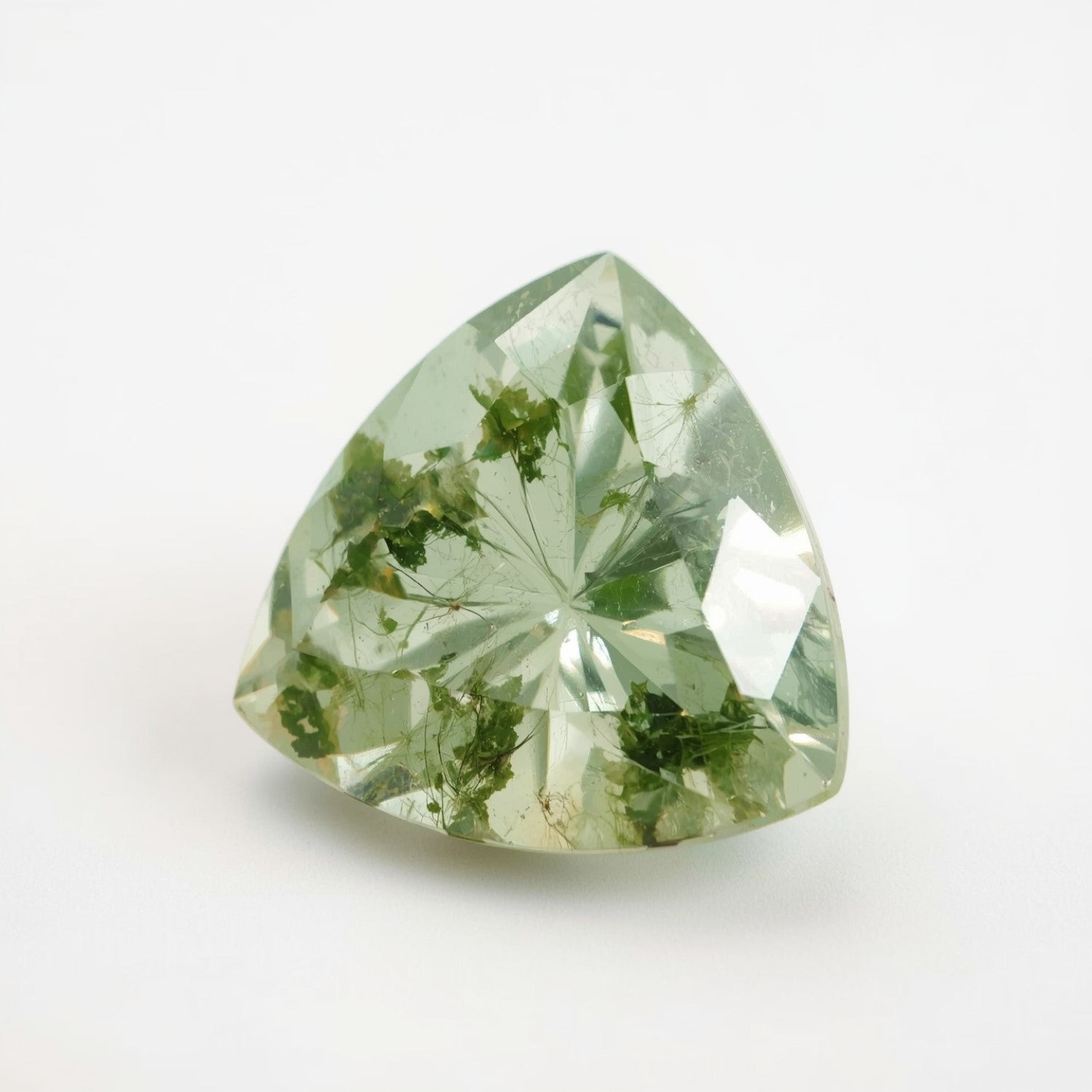 Moss Agate 1PC Large 10x10 MM Triangle Faceted Green Shine Semi Precious Loose Gems Imagen principal del producto