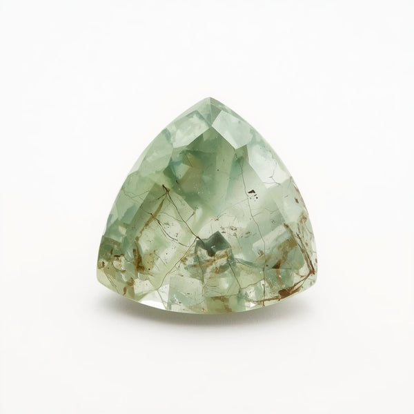 Moss Agate 1PC Chunky 14x14 MM Triangle Faceted Green Genuine Semi Precious Loose Gems