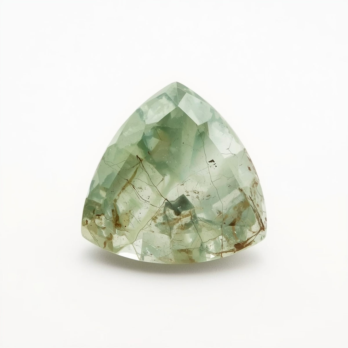 Moss Agate 1PC Chunky 14x14 MM Triangle Faceted Green Genuine Semi Precious Loose Gems