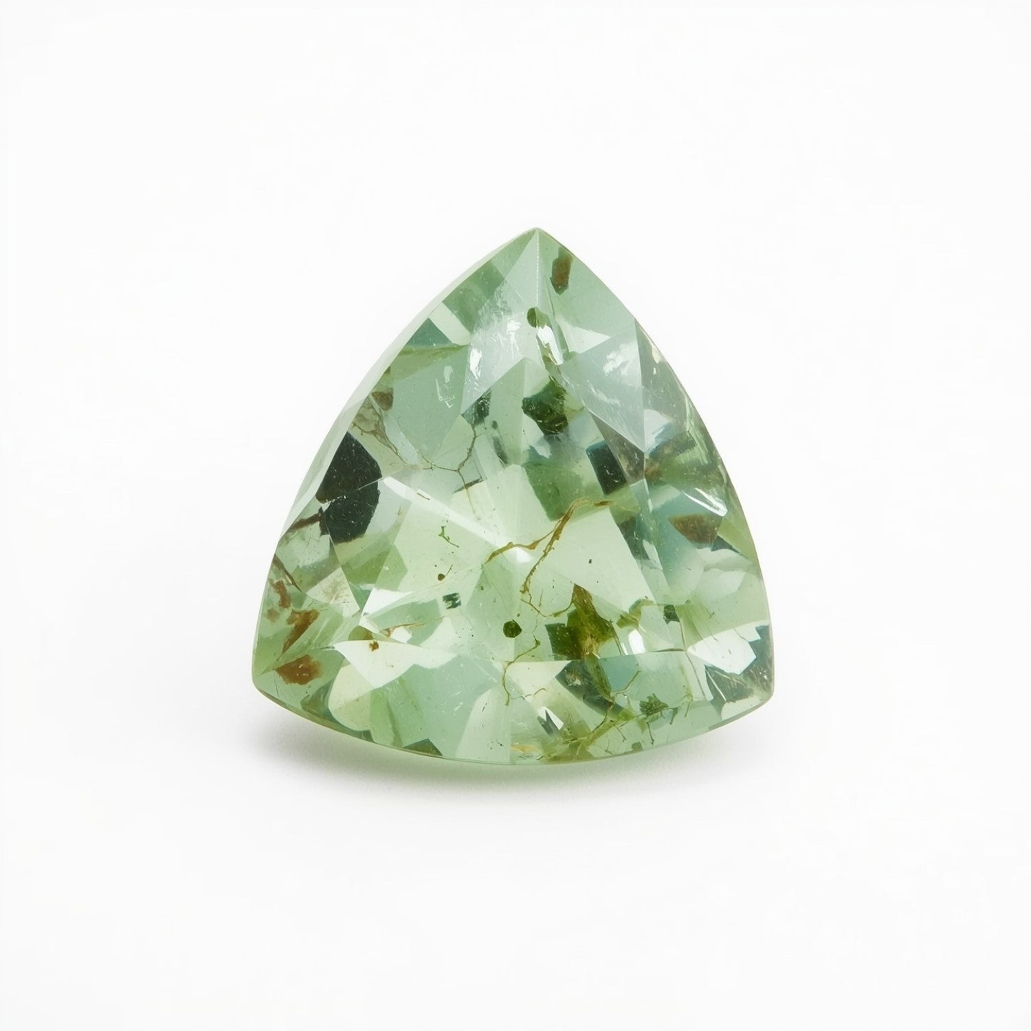 Moss Agate 1PC Chunky 15x15 MM Triangle Faceted Green Superior Semi Precious Loose Gemstone