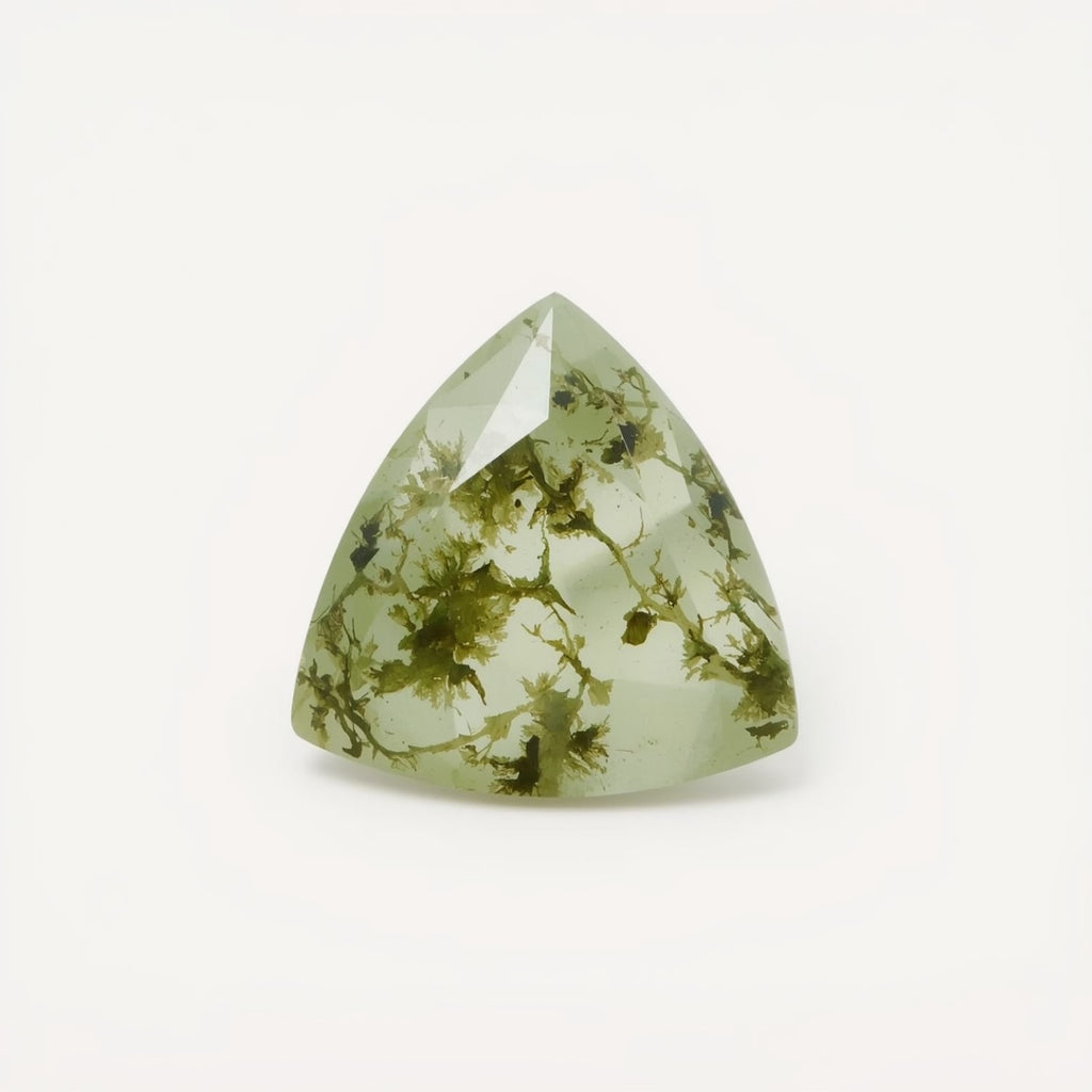 Moss Agate 1PC Tiny 5x5 MM Triangle Faceted Green Sparkling Semi Precious Gems
