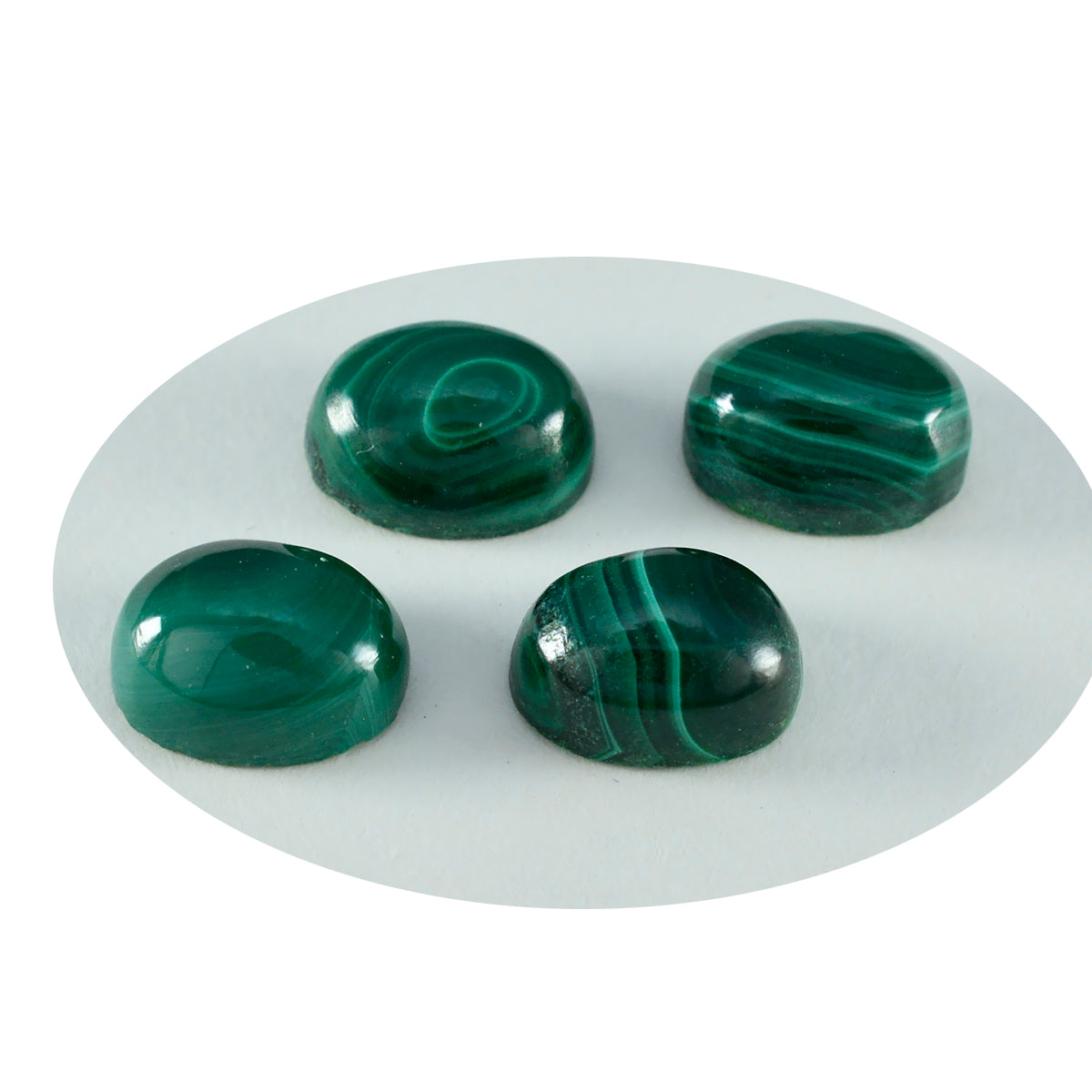 Malachite 10PC Tiny 4x6 MM Oval Cabochon Green Splendid semi Precious Loose Gemstone Secundaire afbeelding