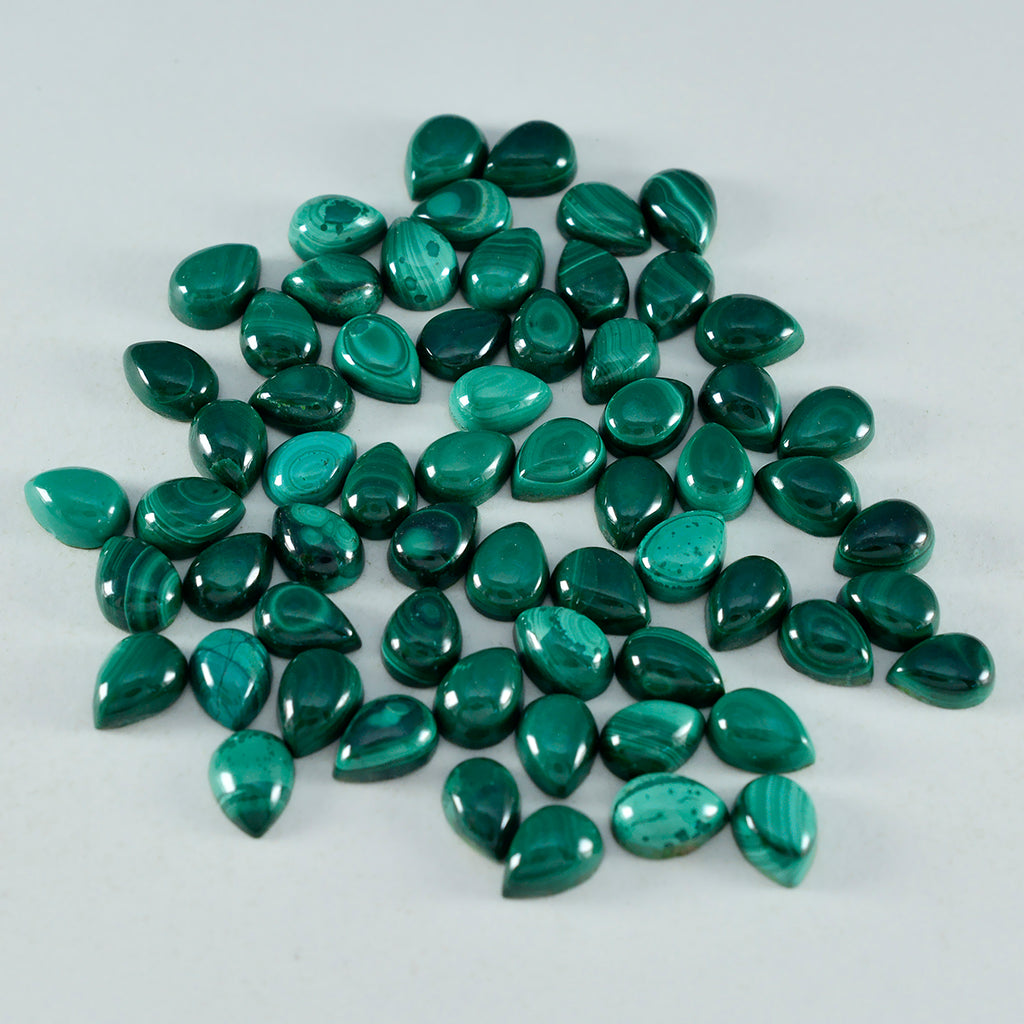 Malachite 1PC Small 6x8 MM Pear Cabochon Green Genuine semi Precious Loose Gemstones