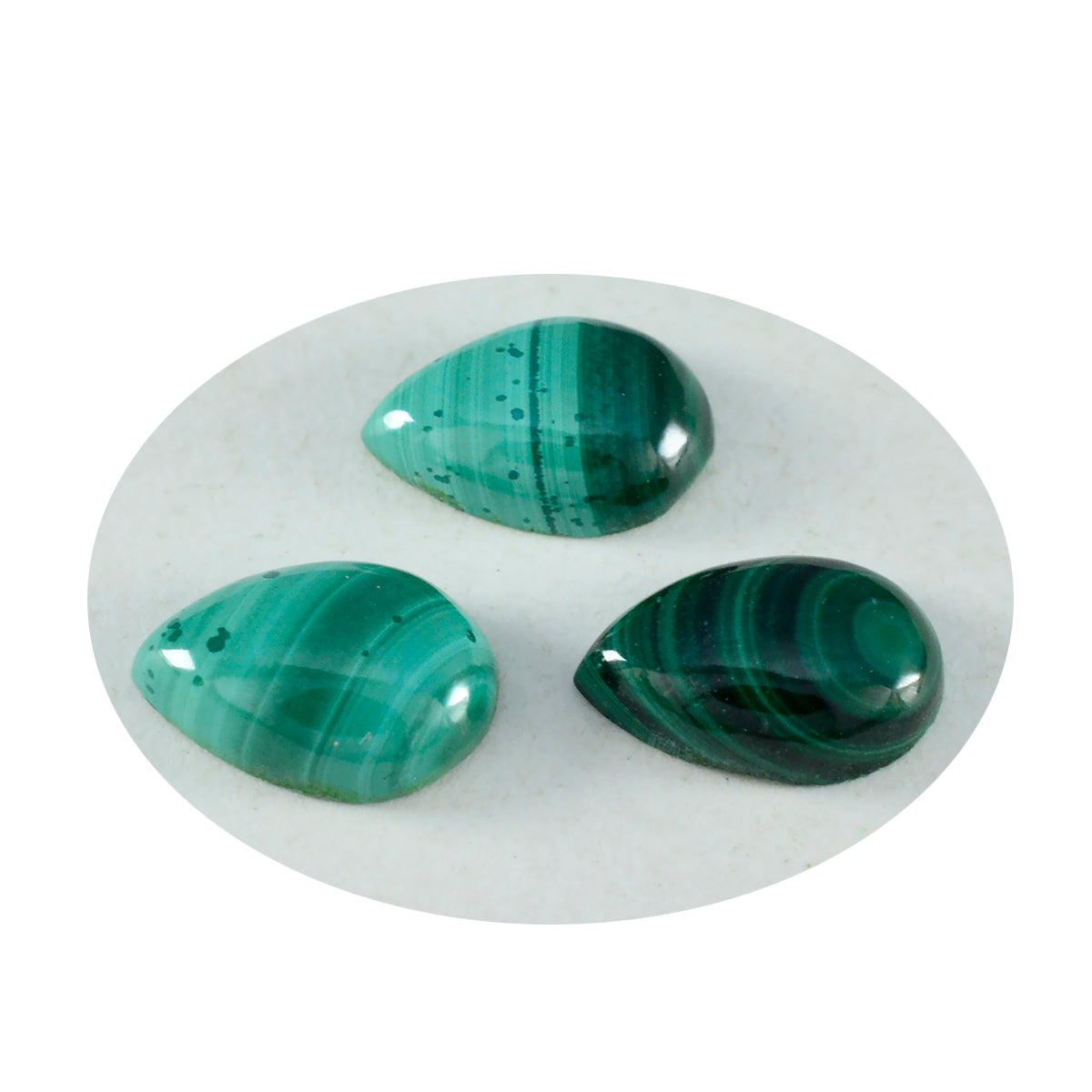 Malachite 1PC Large 8x12 MM Pear Cabochon Green Polished semi Precious Loose Gemstones Secundaire afbeelding