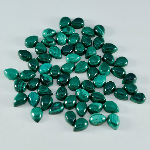 Malachite 10PC Tiny 3x5 MM Pear Cabochon Green Fine semi Precious Gems
