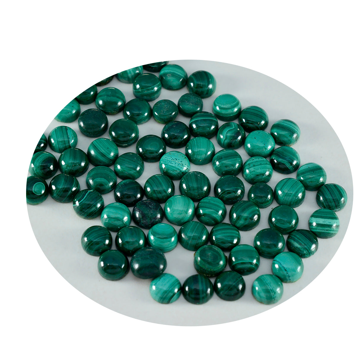 Malachite 10PC Tiny 4x4 MM Round Cabochon Green Natural semi Precious Gems Secundaire afbeelding