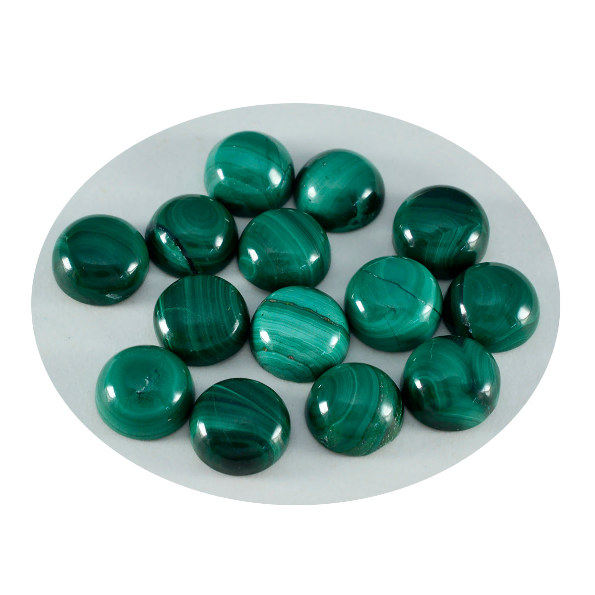 Malachite 1PC Small 8x8 MM Round Cabochon Green Fiery semi Precious Semi Precious Gemstone