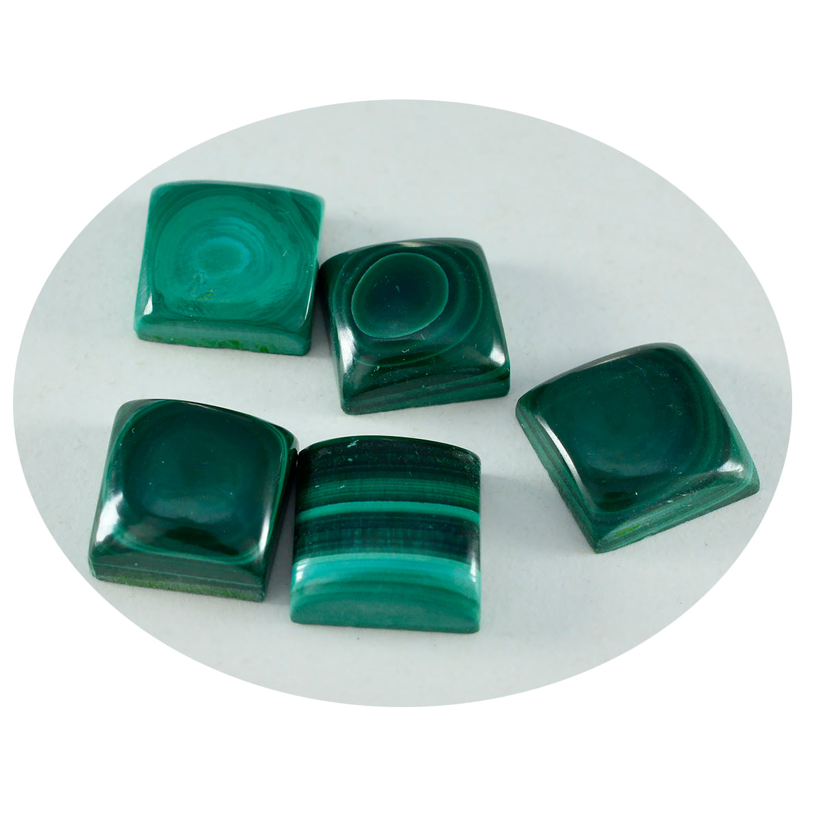 Malachite 1PC Large 11x11 MM Square Cabochon Green Fiery semi Precious Gems Huvudsaklig produktbild