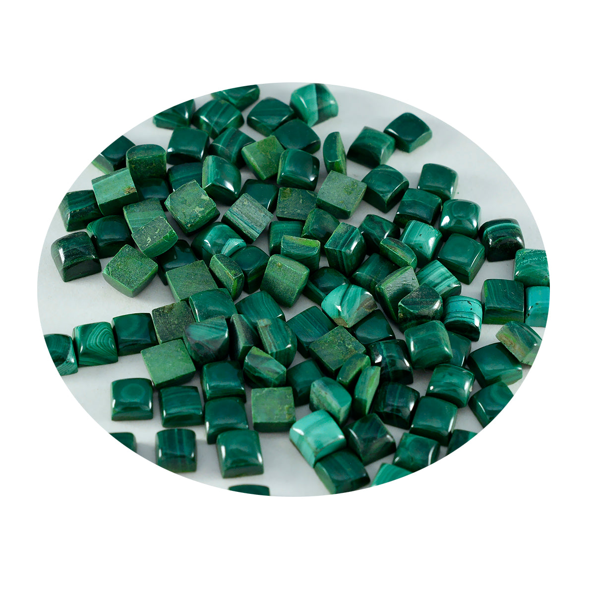 Malachite 10PC Tiny 4x4 MM Square Cabochon Green Shine semi Precious Precious Gemstone
