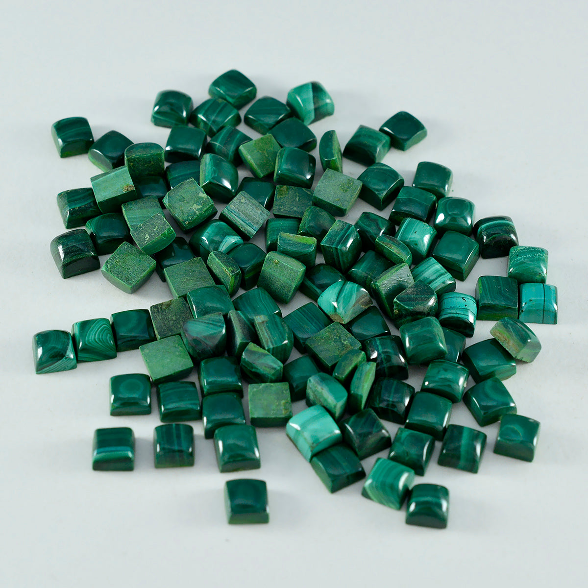 Malachite 10PC Tiny 4x4 MM Square Cabochon Green Shine semi Precious Precious Gemstone