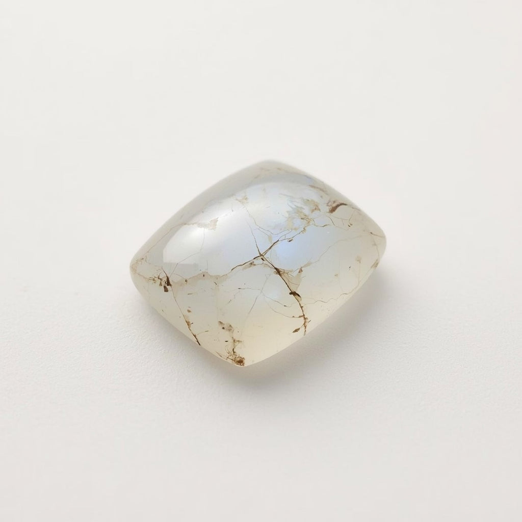 Moonstone 1PC Small 7x9 MM Emerald Cabochon White Fiery semi Precious Loose Gemstone