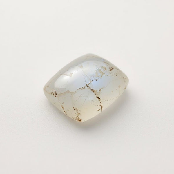 Moonstone 1PC Small 7x9 MM Emerald Cabochon White Fiery semi Precious Loose Gemstone