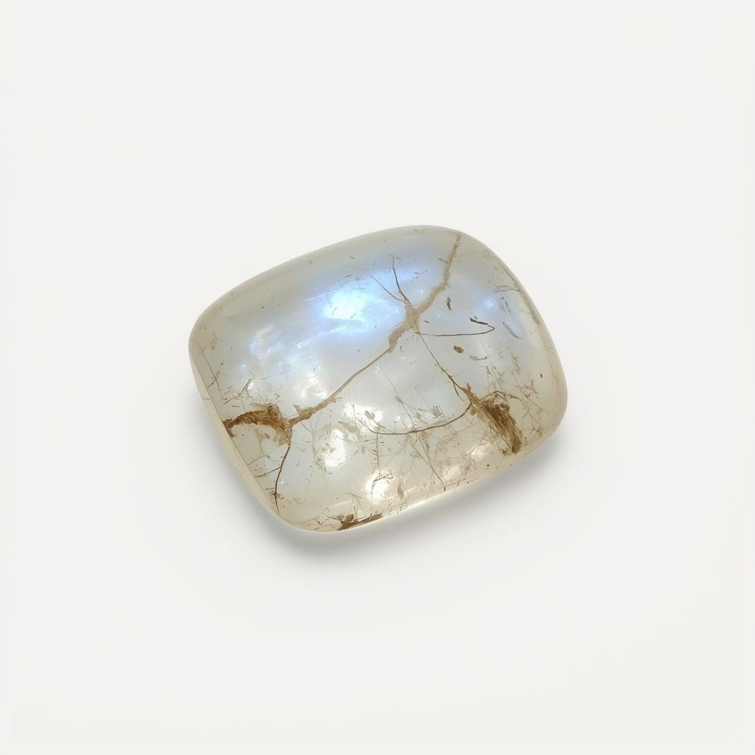 Moonstone 1PC Medium 8x10 MM Emerald Cabochon White Sparkling semi Precious Semi Precious Gemstone