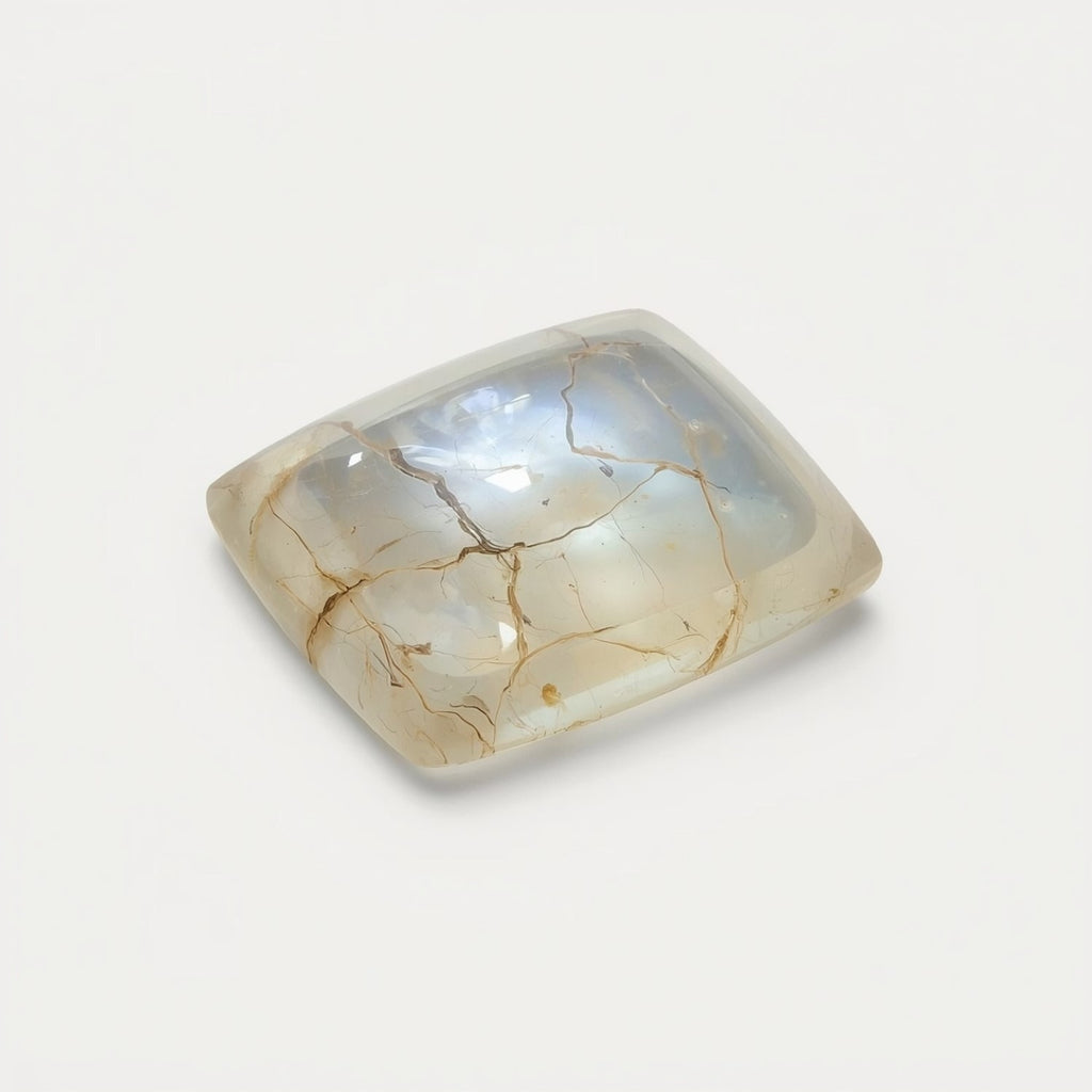 Moonstone 1PC Medium 8x10 MM Emerald Cabochon White Sparkling semi Precious Semi Precious Gemstone