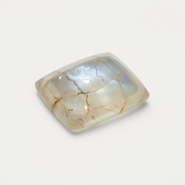 Moonstone 1PC Medium 8x10 MM Emerald Cabochon White Sparkling semi Precious Semi Precious Gemstone
