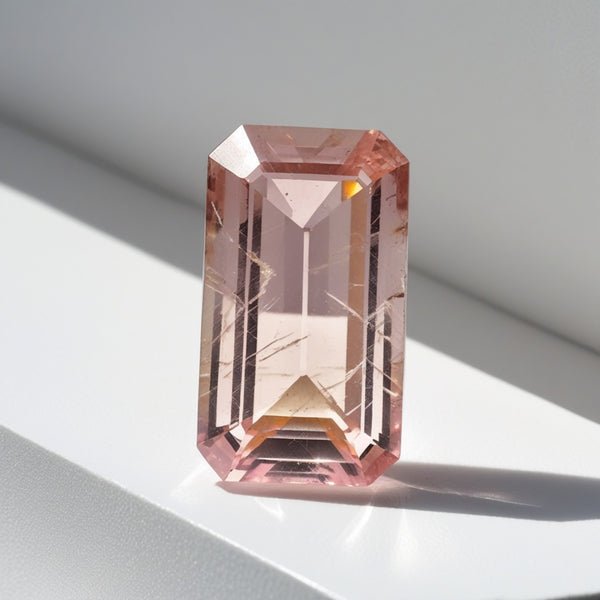 Morganite 1PC Chunky 12x16 MM Emerald Faceted Pink Superior Semi Precious Loose Gemstone