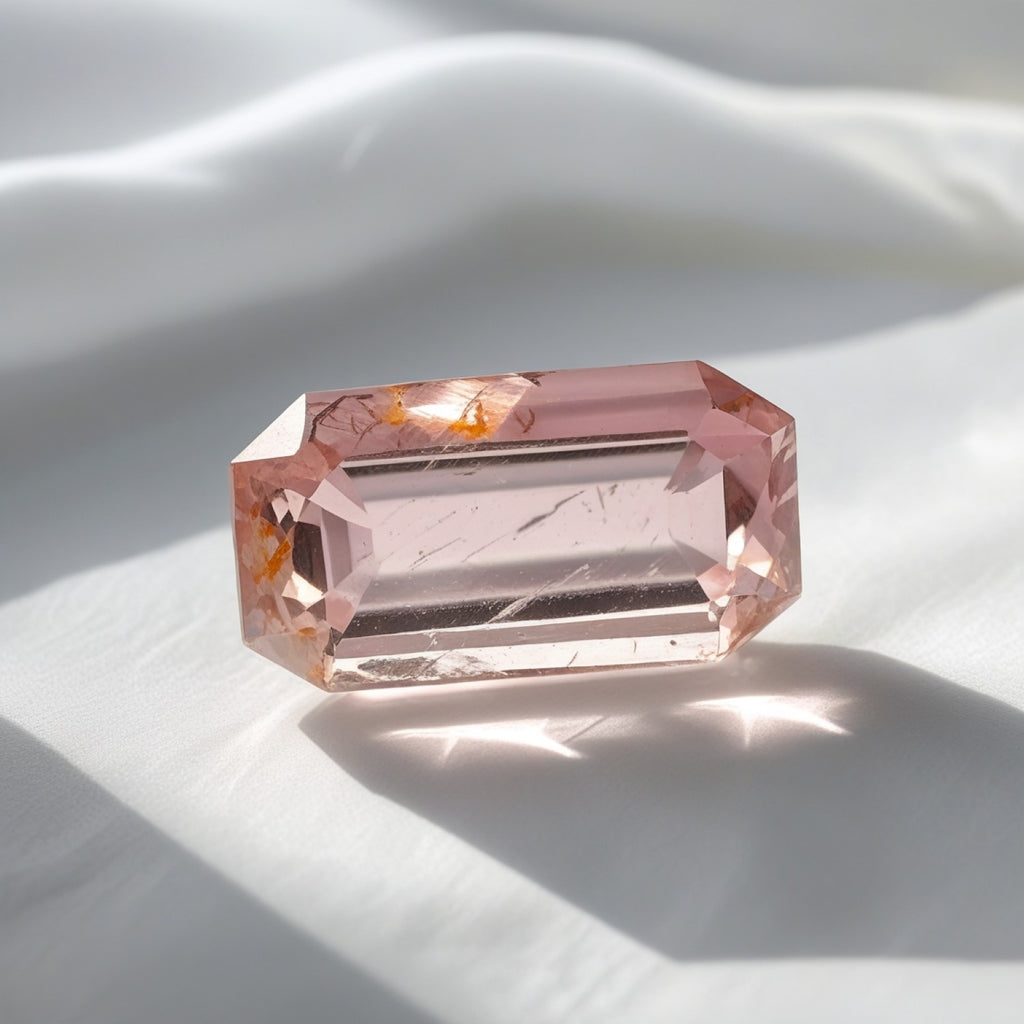 Morganite 1PC Chunky 15x20 MM Emerald Faceted Pink Fiery Semi Precious Gems