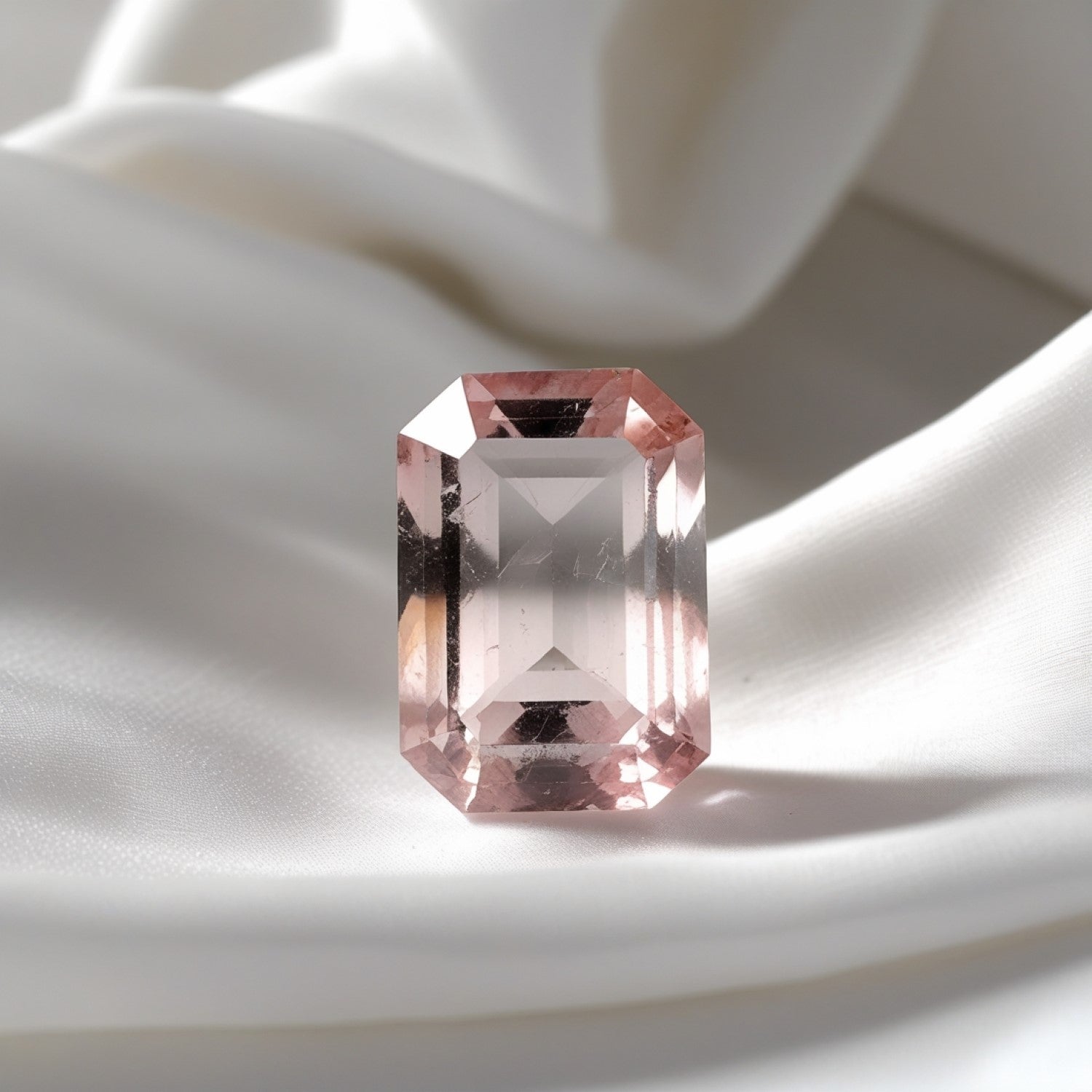 Morganite 1PC Tiny 5x7 MM Emerald Faceted Pink Sparkling Semi Precious Gems