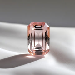 Morganite 1PC Small 6x8 MM Emerald Faceted Pink Polished Semi Precious Loose Gems