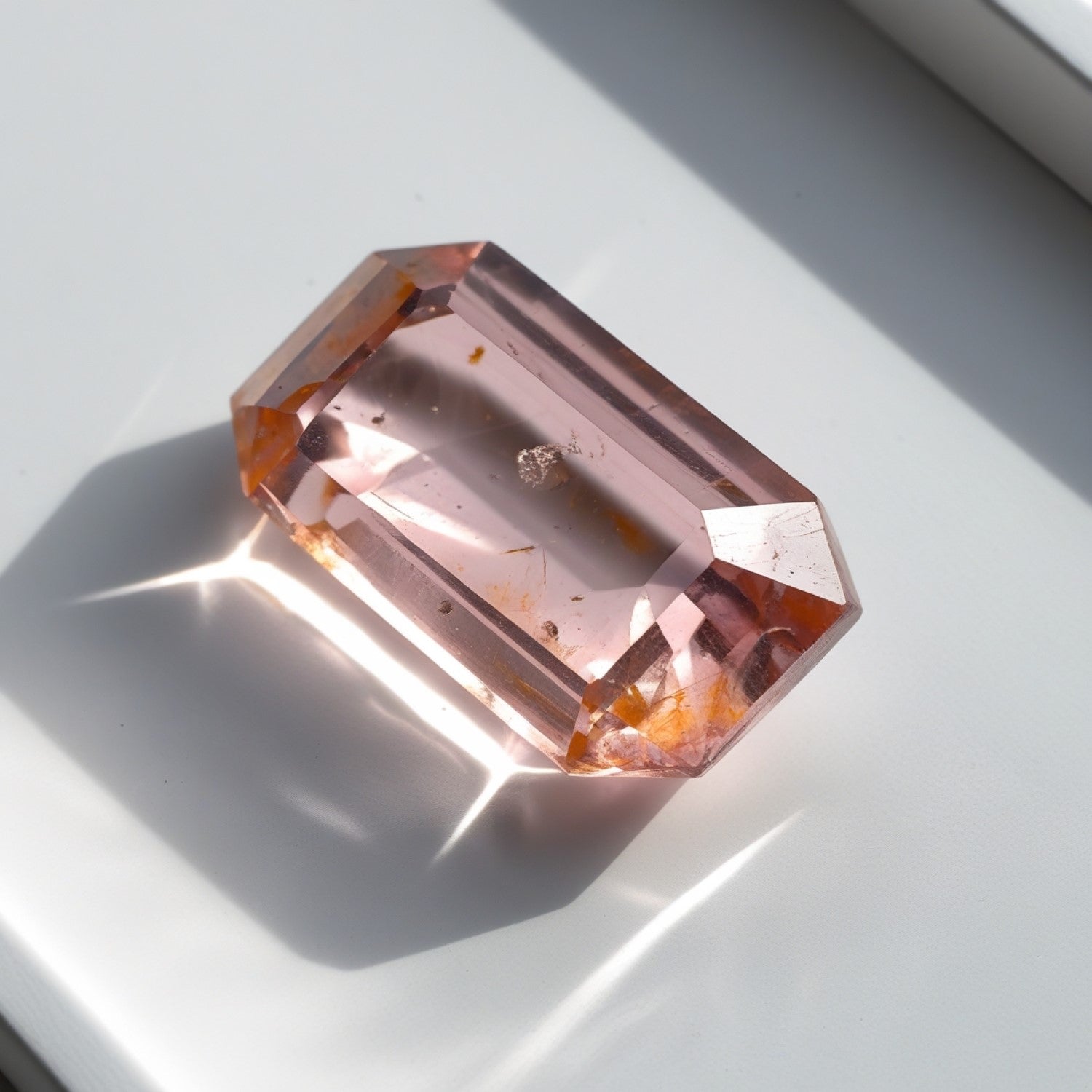 Morganite 1PC Small 6x9 MM Emerald Faceted Pink Splendid Semi Precious Loose Gemstone Sekundär produktbild