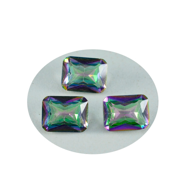 Mystic Quartz 1PC Large 9x11 MM Emerald Faceted Multicolor Natural Semi Precious Gems
