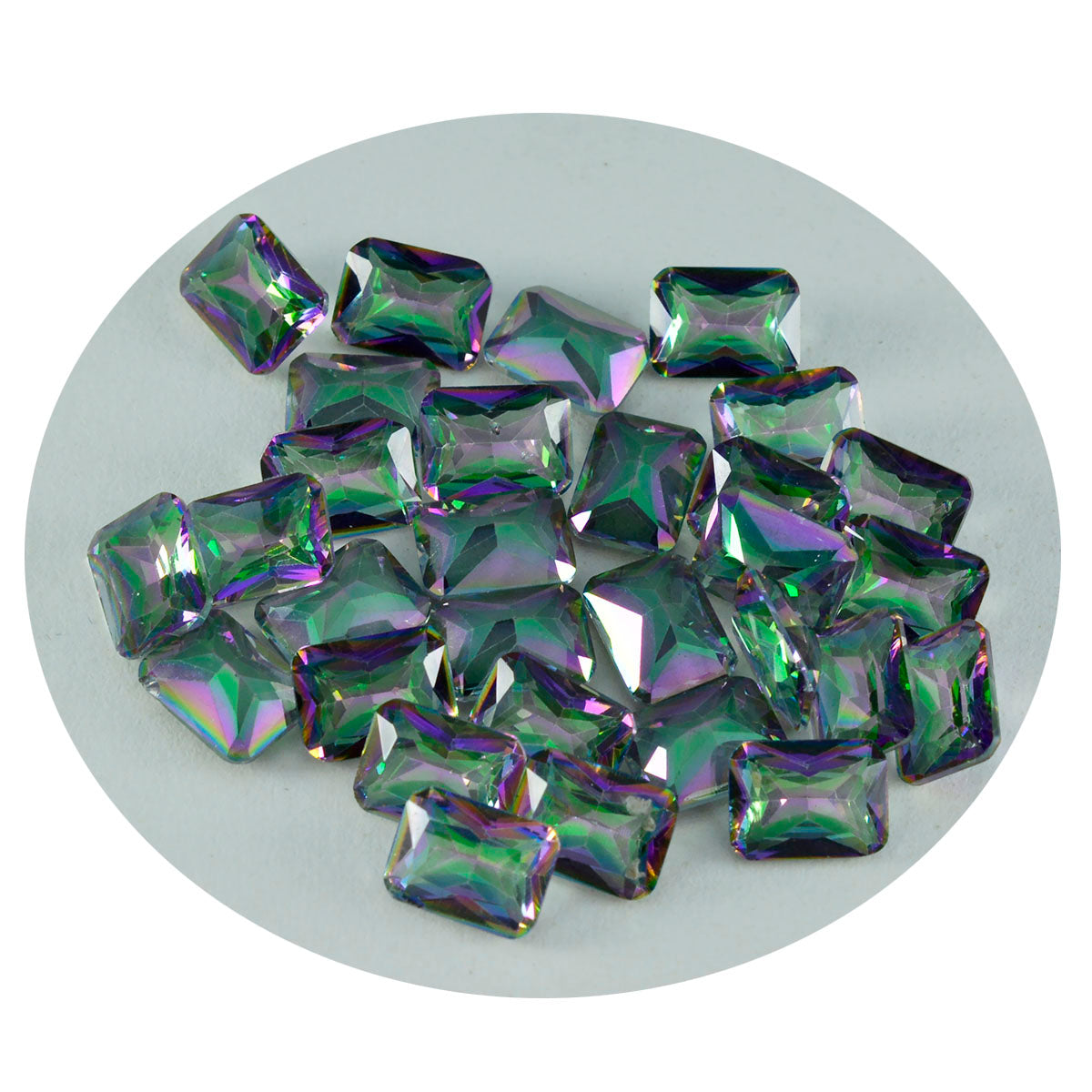 Mystic Quartz 1PC Small 7x9 MM Emerald Faceted Multicolor Shine Semi Precious Loose Gems Imagen secundaria del producto