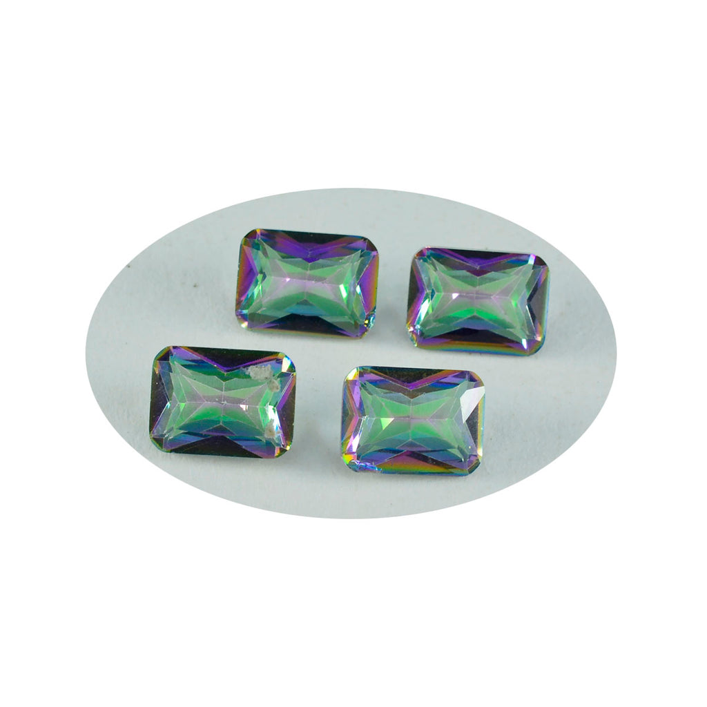 Mystic Quartz 1PC Large 9x11 MM Emerald Faceted Multicolor Natural Semi Precious Gems