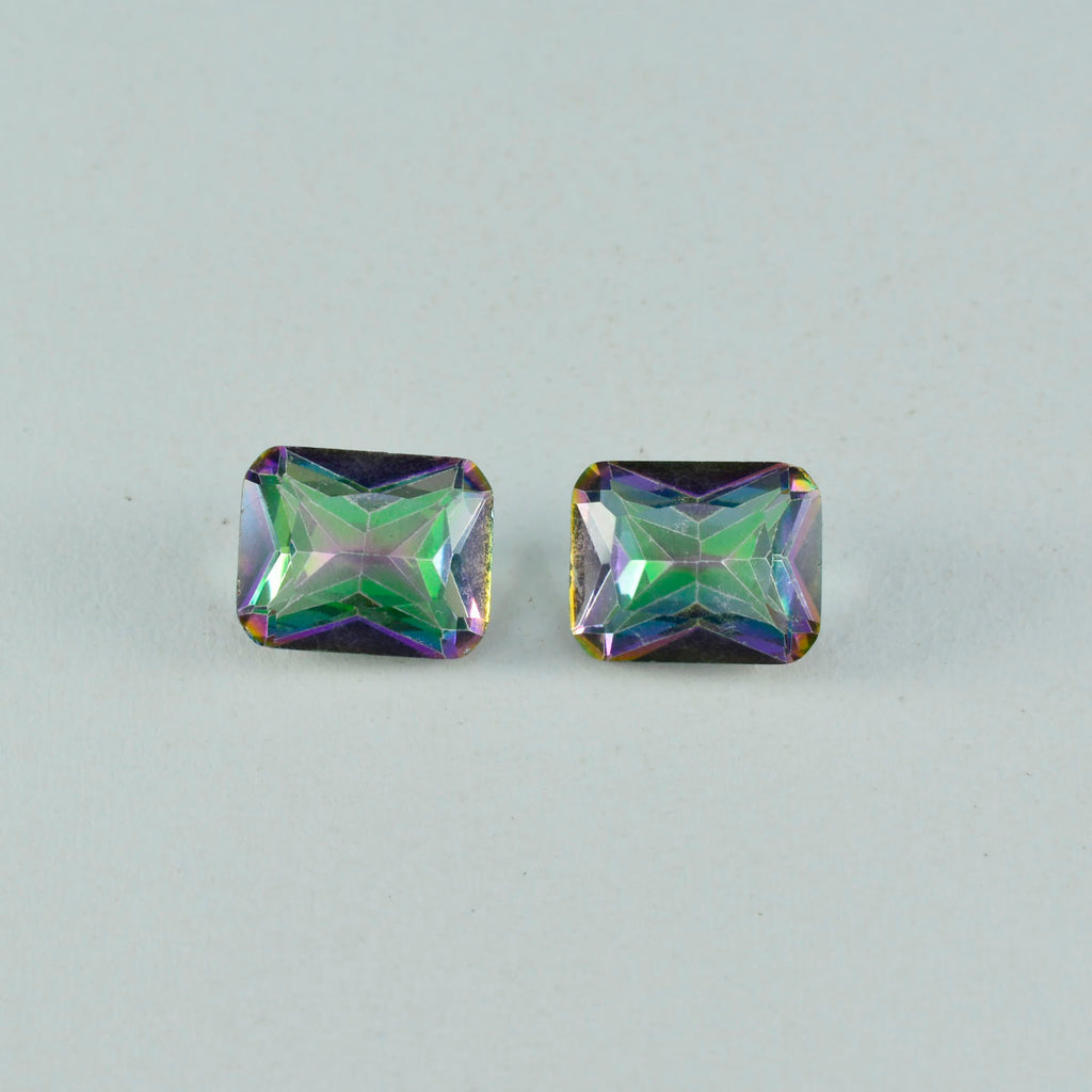 Mystic Quartz 1PC Large 9x11 MM Emerald Faceted Multicolor Natural Semi Precious Gems