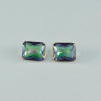 Mystic Quartz 1PC Medium 7x10 MM Emerald Faceted Multicolor Fine Semi Precious Loose Gemstone