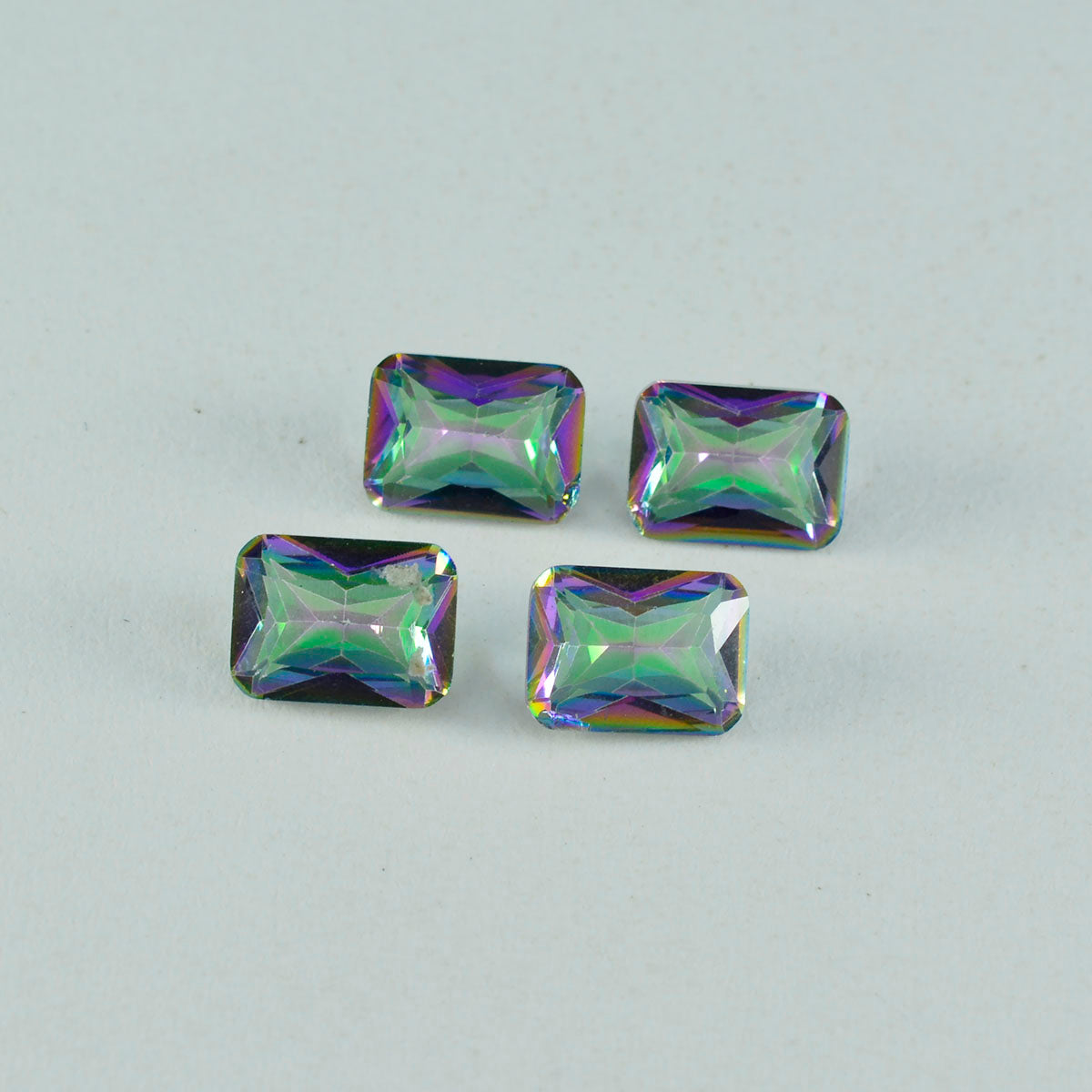 Mystic Quartz 1PC Small 7x9 MM Emerald Faceted Multicolor Shine Semi Precious Loose Gems Imagen principal del producto