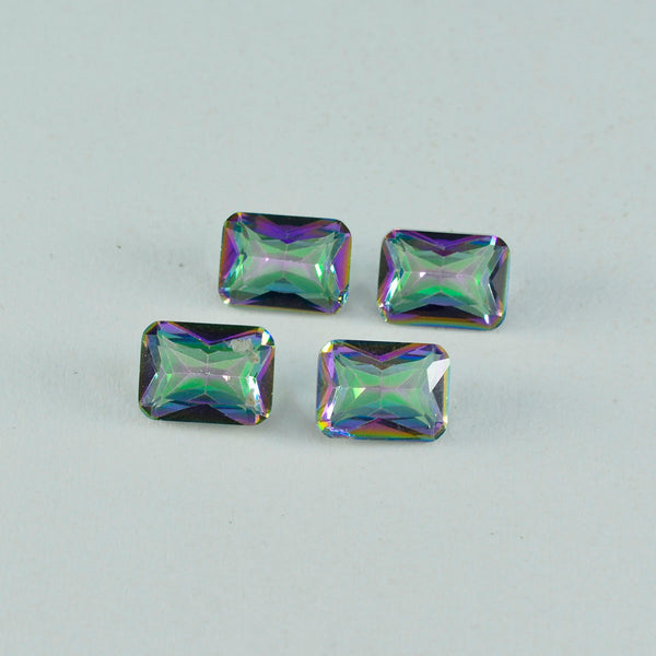 Mystischer Quarz, 1 Stück, klein, 7 x 9 mm, Smaragd, facettiert, mehrfarbiger Glanz, Halbedelsteine, lose Edelsteine
