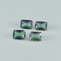 Mystic Quartz 1PC Small 7x9 MM Emerald Faceted Multicolor Shine Semi Precious Loose Gems
