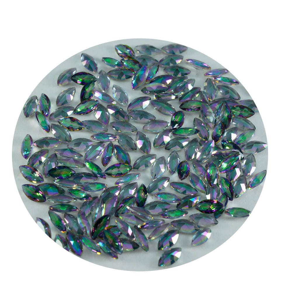 Mystic Quartz 1PC Medium 7x14 MM Marquise Faceted Multicolor Lustrous Semi Precious Gems