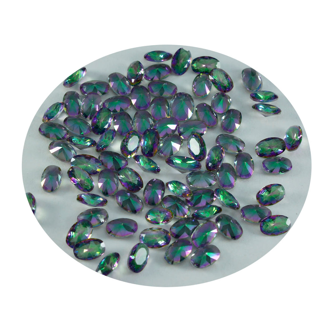 Mystic Quartz 1PC Medium 7x10 MM Oval Faceted Multicolor Sparkling Semi Precious Loose Gemstone